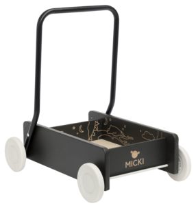 Micki Premium lära-gå-vagn i trä, svart, från 6 mån