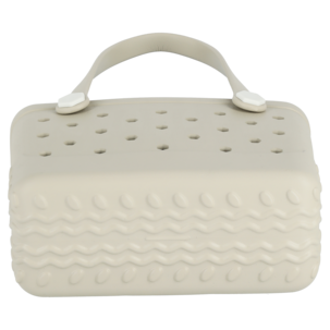 Strandväska plast med hålmönster, beige