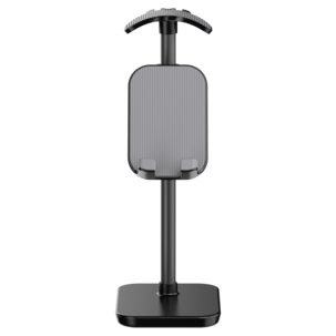 Exibel hörlursställ med justerbar mobilhållare