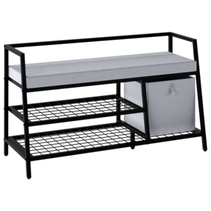 Skohylle med benk 107x42x62 cm, svart