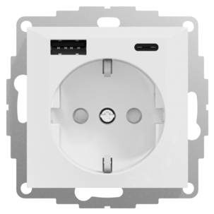 Elko RS innfelt stikkontakt med USB C og USB A, Nordic renhvit