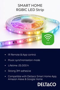 Deltaco Smart Home LED-list RGBIC WiFi IP65, 5 m