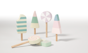 Pinnglassar och godisklubbor i trä, 6-pack