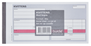 Kvittens med kopia, A65 med 50 blad