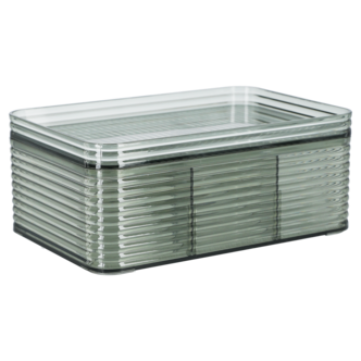 Stabelbar oppbevaringsboks med lokk og rom, transparent grønn