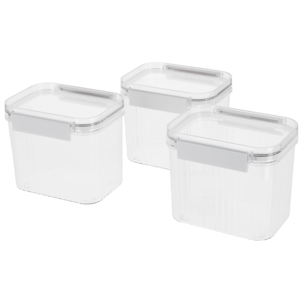 Oppbevaringsbokser plast, stabelbare, 0,8 l, 3-pakning