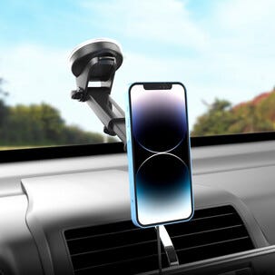 Magnetisk mobilhållare med trådlös Qi2, sugpropp