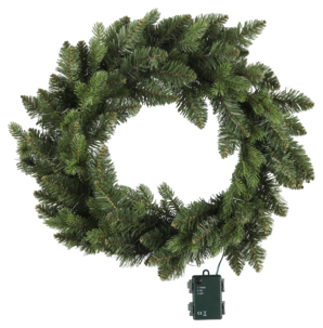 Stor dørkrans av granbar med lys, 50 cm