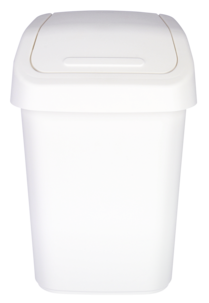 Pieni roskakori heilurikannella, valkoinen, 10 litraa