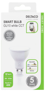 Deltaco Smart Home WiFi dimbar LED GU10 5 W