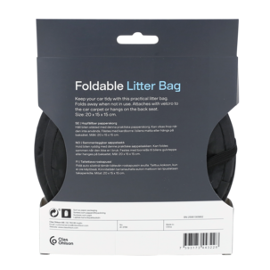 Liten papperskorg till bil, hopfällbar, svart, 15 x 20 cm