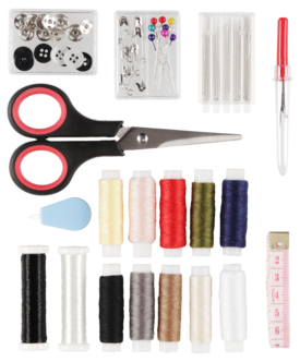 Sykit med sax och tråd