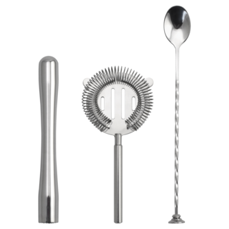 Bartendersett i rustfritt stål, 3 deler