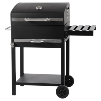Kolgrill med hjul, lock och sidobord