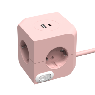Cube Jatkojohto kuutio, USB-A, USB-C ja virtakytkin