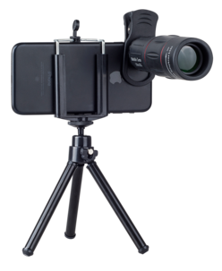 Teleobjektiv 18 x zoom och tripod till mobiltelefon 