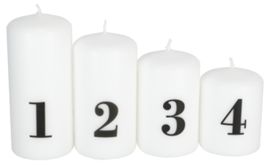 Blockljus Advent, 4-pack stearinljus med siffror