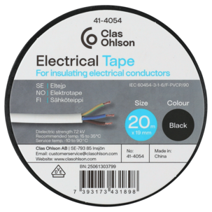 Elektrikerteip svart, 19 mm x 20 m