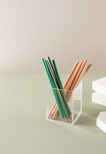 Pennställ för skrivbord, transparent plast