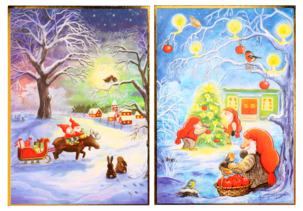 Julekort enkle, 10-pakning, 4 motiver