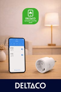 Deltaco SH-P01 smart plug wifi 10A innendørs, hvit