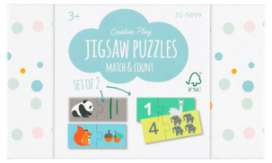 Puslespill med dyremotiv, 2 stk.