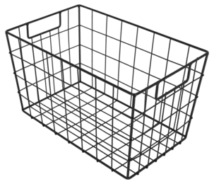 Trådkurv i metall, oppbevaringskurv svart