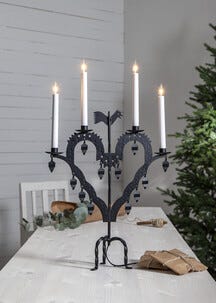 Adventsstake El-Tupp LED 4-armet, svart metall