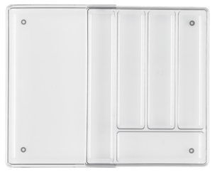 Bestikkskuff plast justerbar, 29–50 x 36,5 x 5,5 cm