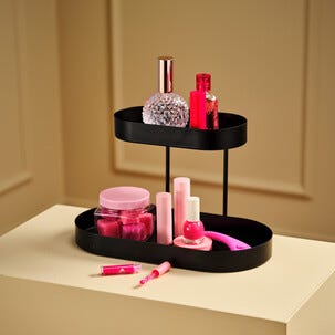 Meikkiteline metalli, 2 tasoa, 30 x 13 x 21,5 cm