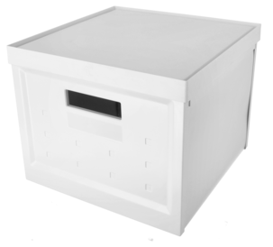 Förvaringslåda kvadrat med lock, vit plast, vikbar