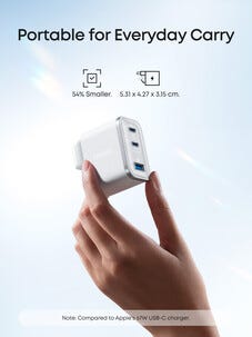 Anker Nano hurtiglader USB-C, 3 porter GaN 70 W, hvit