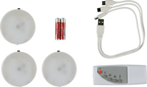 Oppladbar skapbelysning med fjernkontroll, 3-pakning