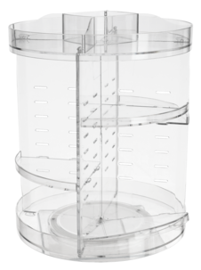 Roterande sminkförvaring i plast, justerbara hyllor
