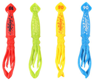 Dykkeleke blekkspruter 4-pakning, fra 6 år