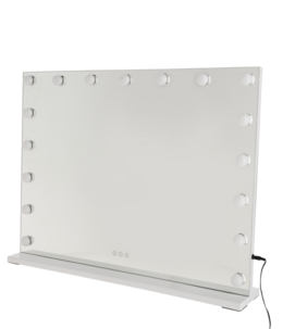 Stor sminkspegel med dimbar LED-belysning, vit, 80 x 62 cm