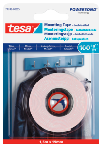Tesa Kaksipuolinen asennusteippi, 19 mm x 1,5 m