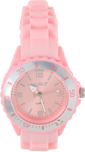 Analog klokke for barn, rosa rem