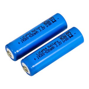 Laddningsbart batteri 14500, 3,2 V/650 mAh LiFePO4, 2-pack