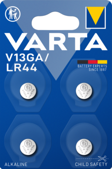 Varta V13GA/LR44 alkalisk batteri 1,5 V, 4 pakning