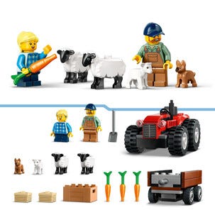LEGO City Röd jordbrukstraktor med släp och får 60461, från 4 år