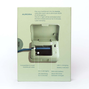 Be Lucent Aurora steriliserande tandborstfodral, mint