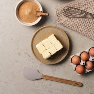 Slikkepott i tre og silikon, 30,5 cm