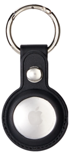 Anmiki AirTag-holder i lærimitasjon med nøkkelring