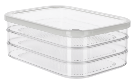 Påläggsburk i 3 lager 22 x 15,5 x 8,5 cm, plast
