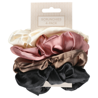 Hårsnoddar scrunchies satin, 4-pack