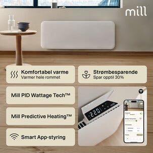 Mill Invisible Smart WiFi Sähköpatteri Gen. 4, valkoinen, 2000 W