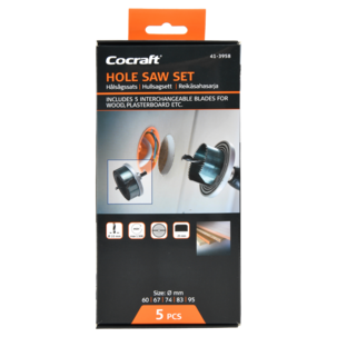 Cocraft Reikäsaha 60–95 mm puu ja kipsi, 5 osaa