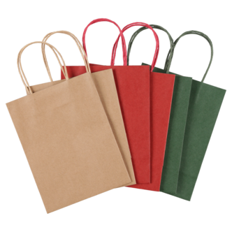 Presentpåse kraftpapper 3 färger 6-pack