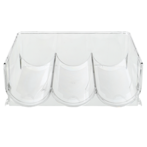 Flaskestativ til kjøleskap, plass til 3 flasker, transparent